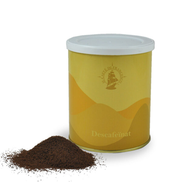 can of ground decaffeinated coffee